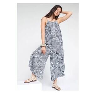 Anthropologie Leopard Breezy oversized Wide Leg Jumper Romper Small 8